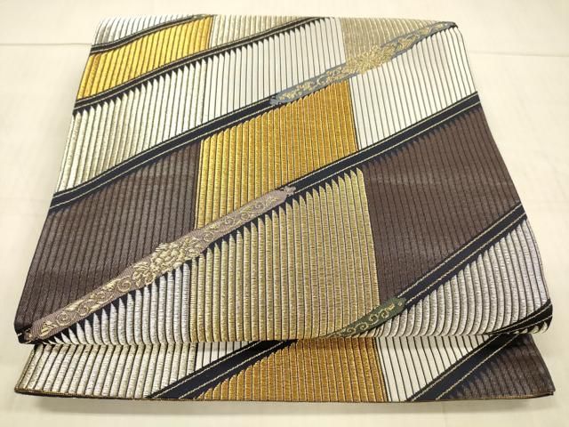 平和屋着物●六通柄袋帯　洛中秘蔵鎧文　金銀糸　正絹　逸品　DAAW4263cm 平和屋着物○六通柄袋帯 洛中秘蔵鎧文 金銀糸 正絹 逸品 DAAW4263cm