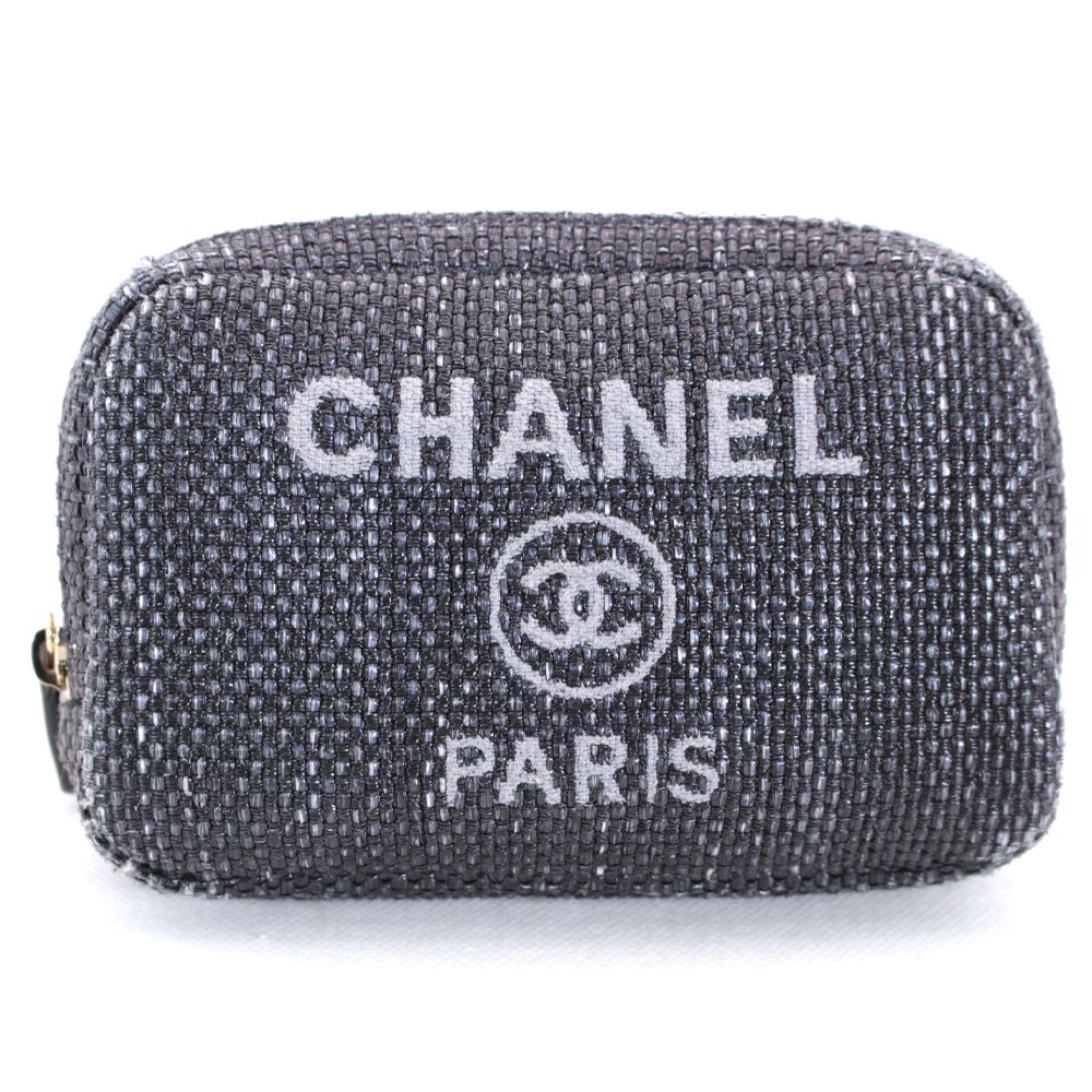 CHANEL ドーヴィル ポーチ グレー×ブラック