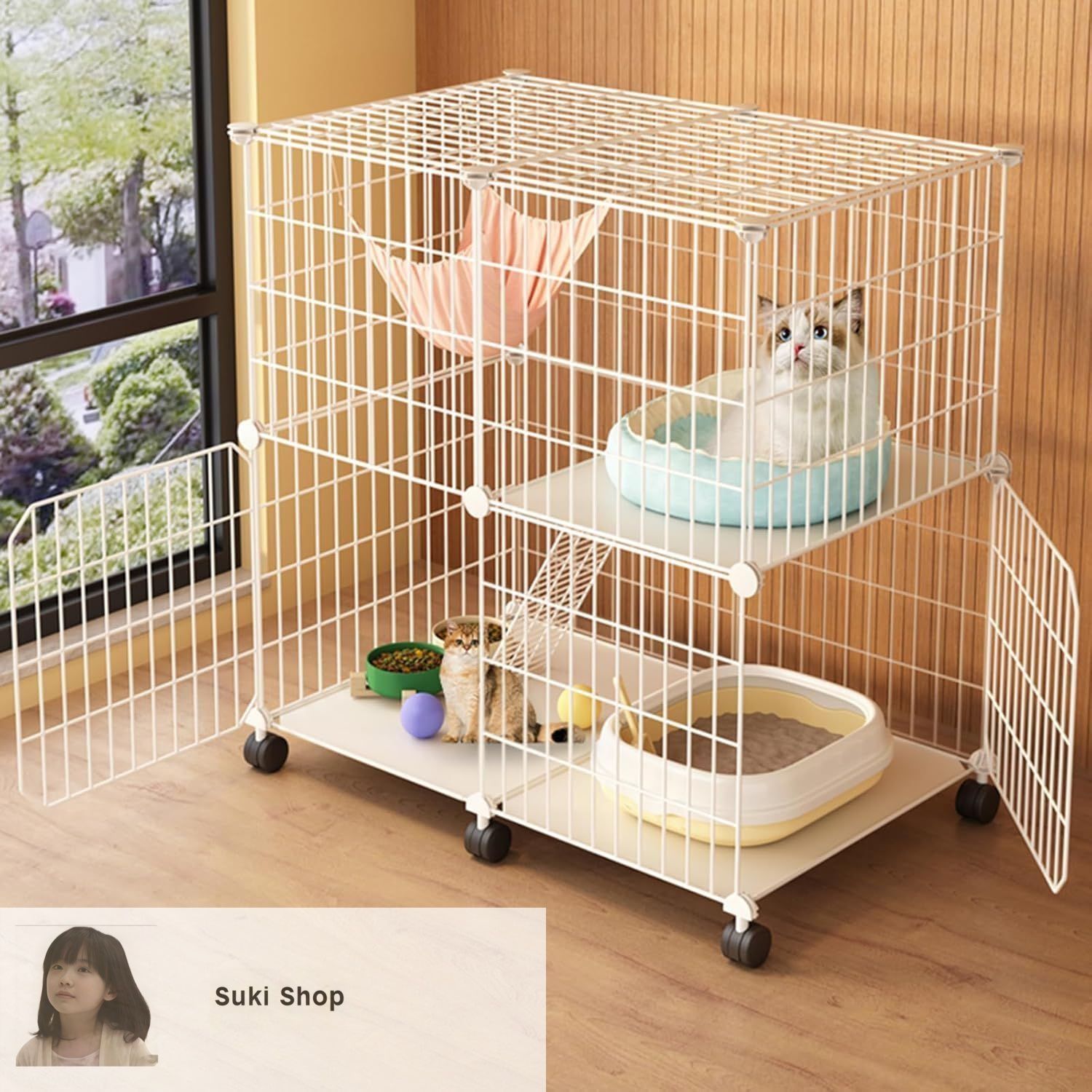 送料込 新品未使用！ キャットケージ 2段タイプ 125cm BTM 【猫専用ドア付き 】猫 ケージ キャットケージ 2段 多頭飼い
