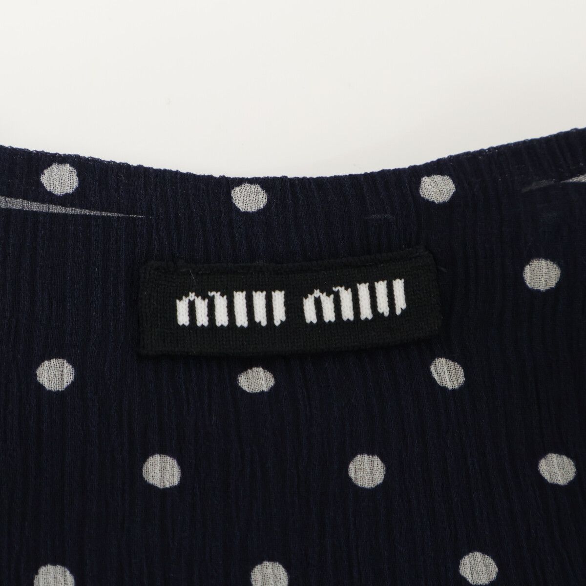 miu miu ドット柄 シュシュ ネイビー 美品 Miu Miu】夏っぽいカラーが可愛い＊パール付き シュシュ (MiuMiu