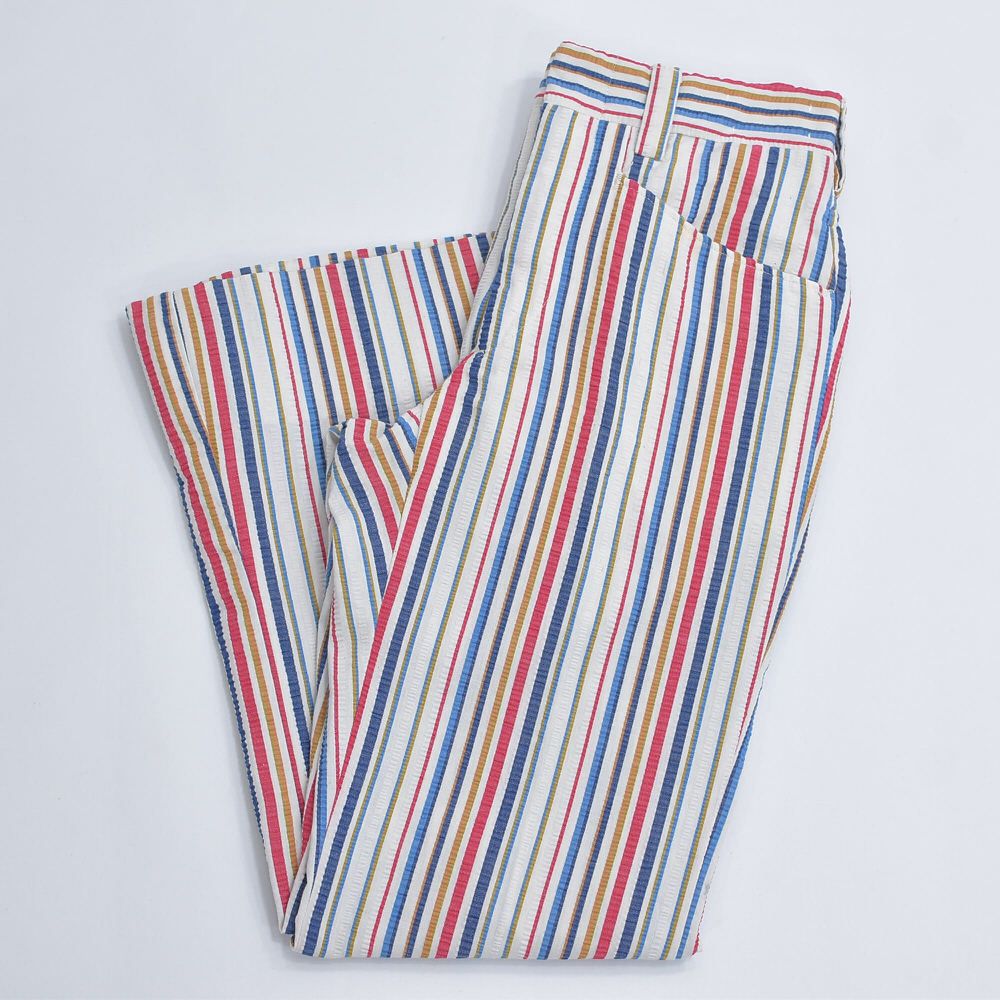 【vintage】希少70s~TALONジップマルチカラーストライプフレアパンツ 70s Vintage マルチストライプ シアサッカー スラックス TALON