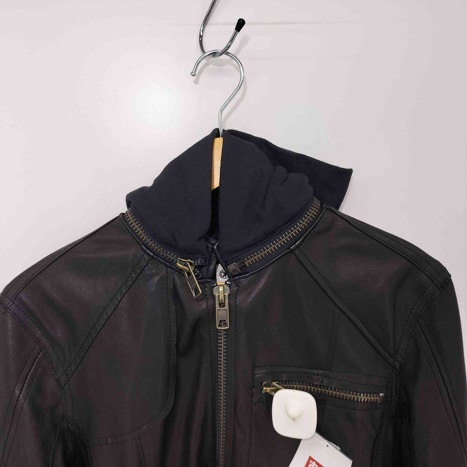 ユーズドフルギ USED古着 NICE COLLECTIVE ラムレザー フーデッド 