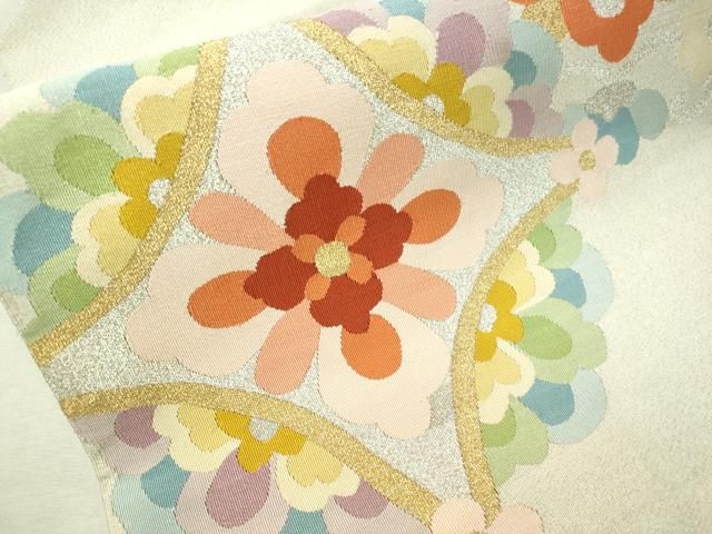 平和屋着物○爪掻き本綴れ 八寸名古屋帯 草花竹文 薄