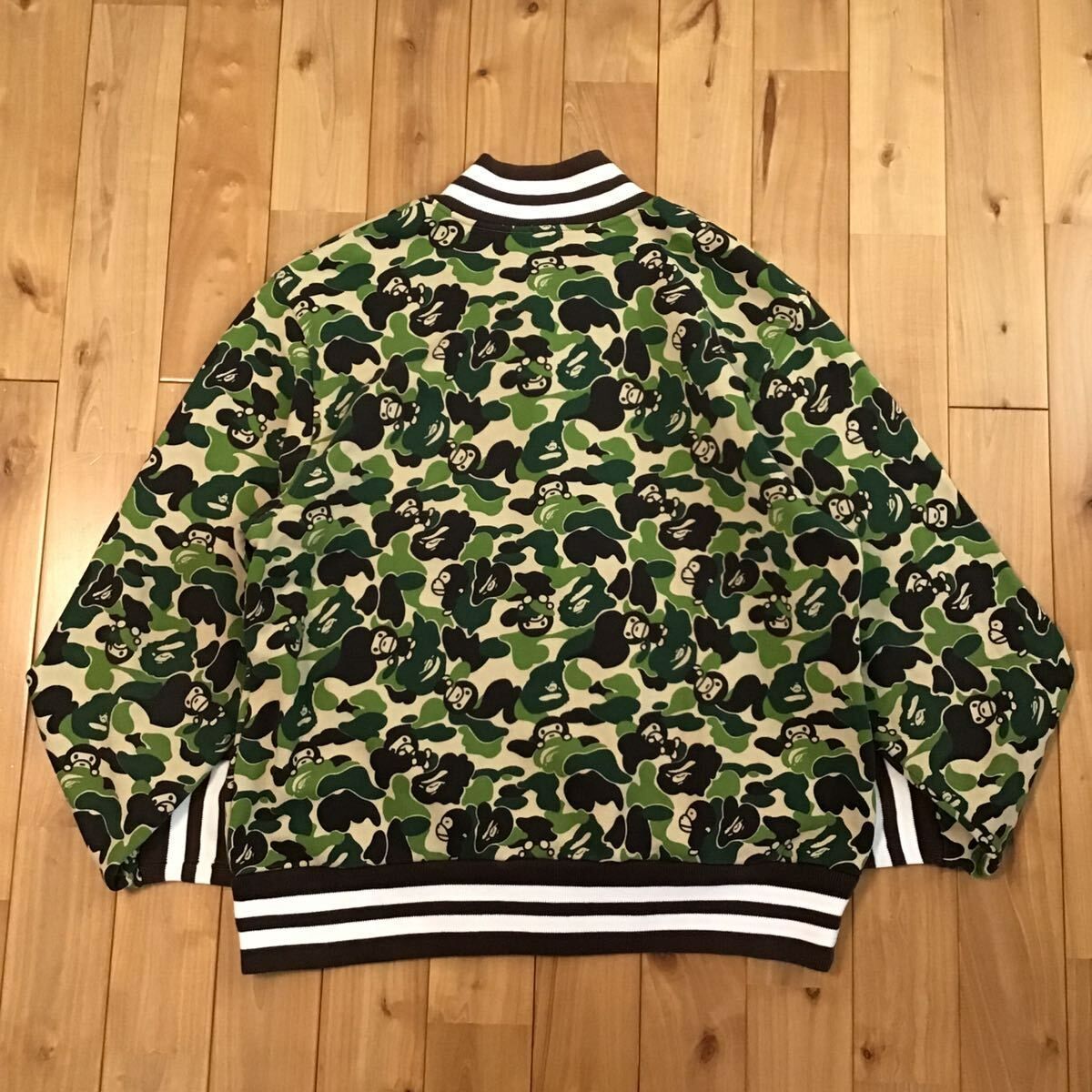 MILO ABC camo green スウェット スタジャン Mサイズ a bathing ape BAPE sweat varsity  jacket エイプ ベイプ マイロ 迷彩 NIGO - メルカリ