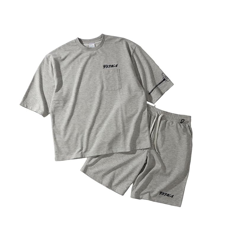 サウナボーイ ロッカーキー スウェットセットアップ半袖セット グレー M ルームウェア ワンマイルウェア パジャマ 0