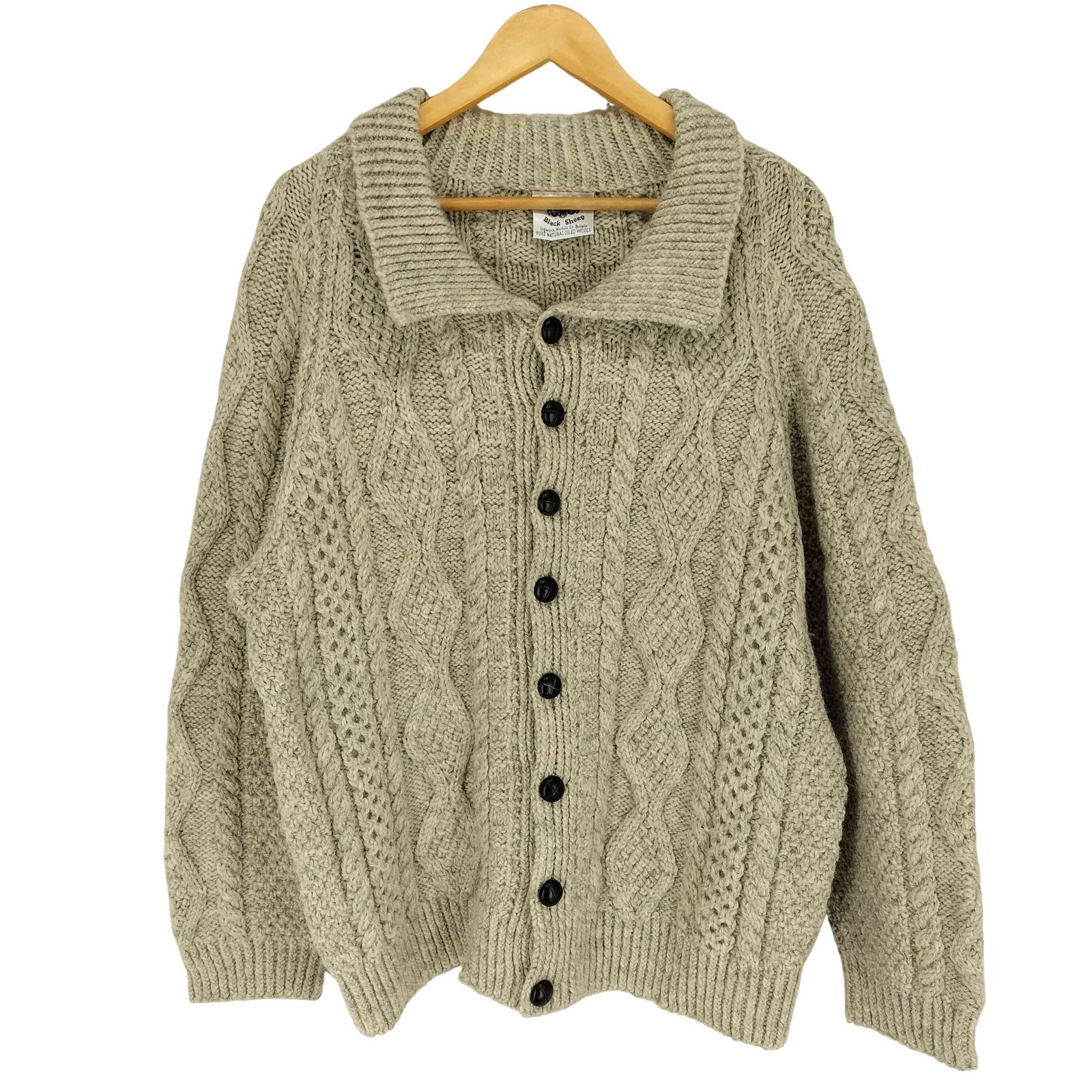 ブラックシープ BLACK SHEEP イギリス製 フィッシャーマンニット くるみボタン メンズ import M