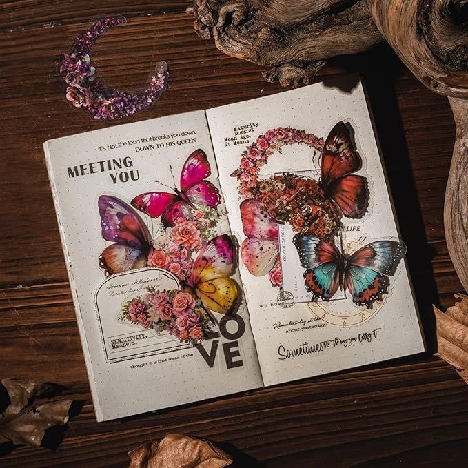 Alideco 240枚 フレーク シール ステッカーコラージュ 素材 ペーパー