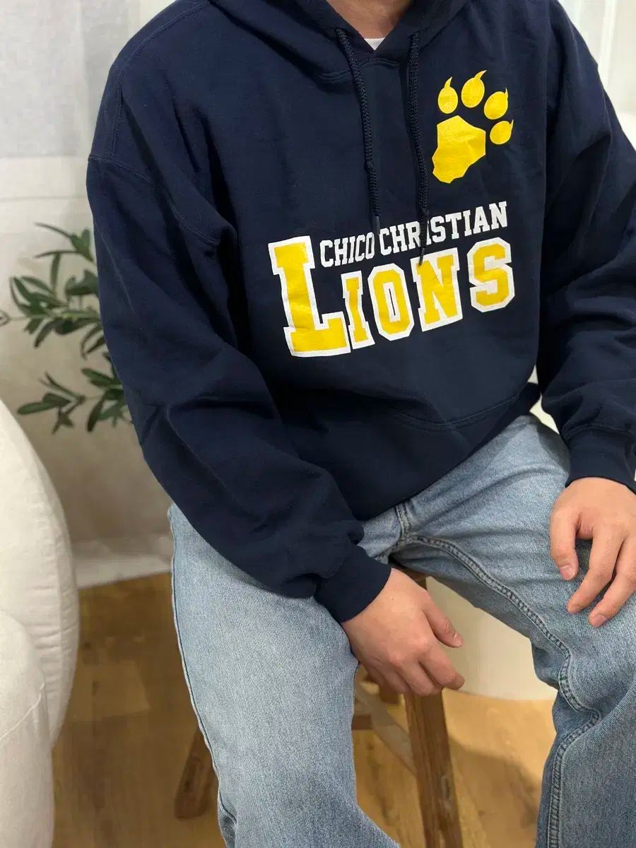 XL Gildan GILDAN(ギルダン) Lions ネイビー フード Tシャツ