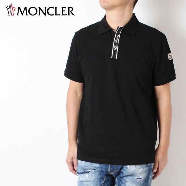 24SS新作 モンクレール MONCLER  メンズ プラケットロゴ+ワッペン 鹿の子ポロシャツ【ブラック】 8A00002 89A16 999/【2024SS】m-tops