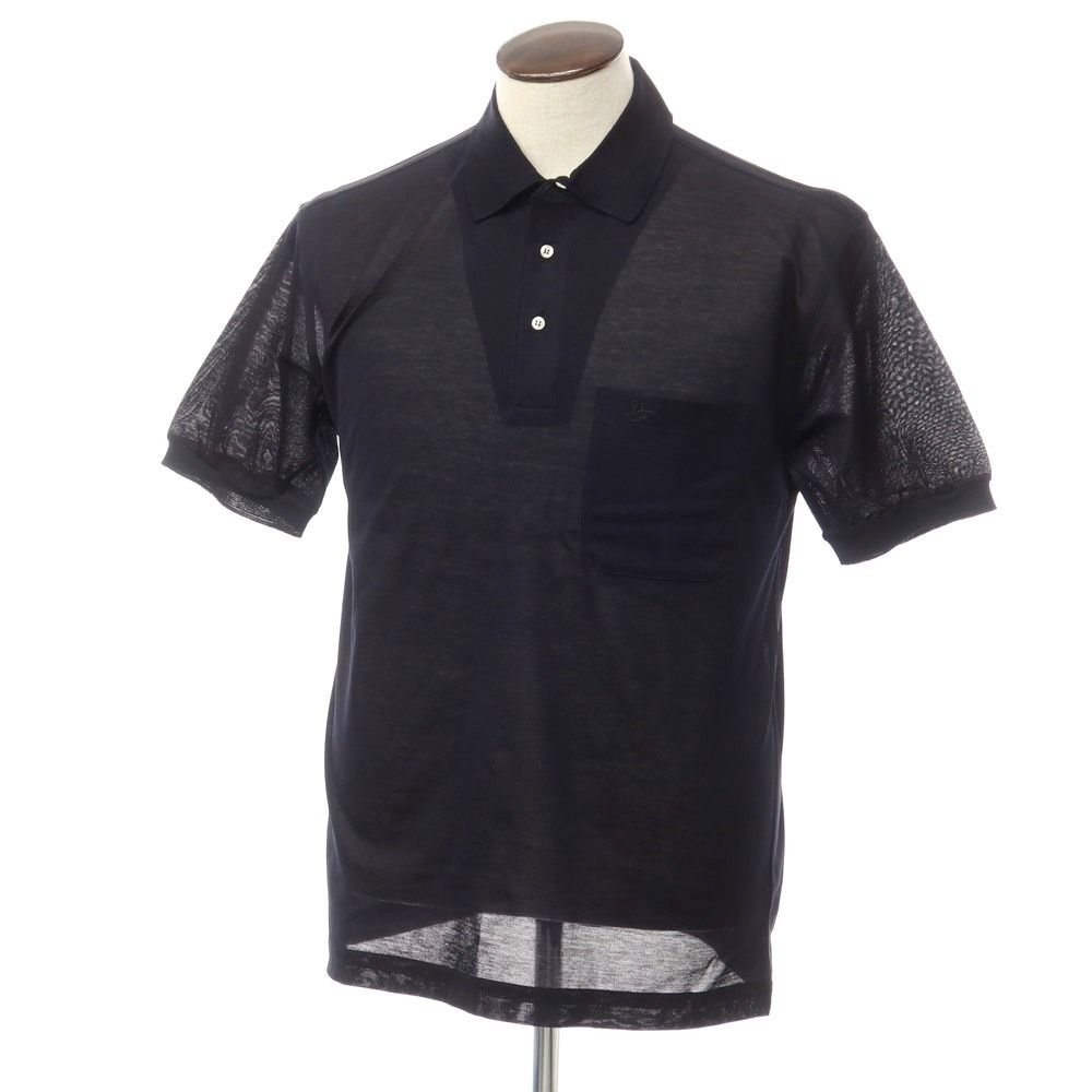 【中古】ドミニク フランス Dominique France コットン 半袖ポロシャツ ダークネイビー【サイズL】【メンズ】