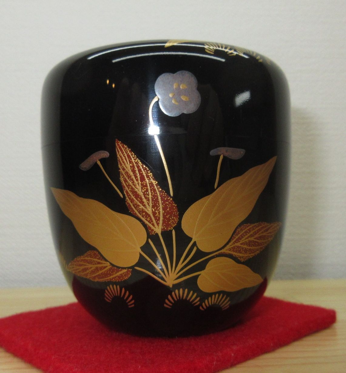 逢絢亭】茶道具 中棗 京塗 すみれ蒔絵 表千家書付 初瀬川柳庵 共箱入り