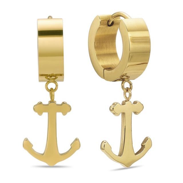 送料無料 リンクス メンズ ピアス イヤリング アクセサリー Men s LYNX Ion Plated Stainless Steel Anchor Hoop Earrings G Tone WWW_WOWDIGSITE_COM