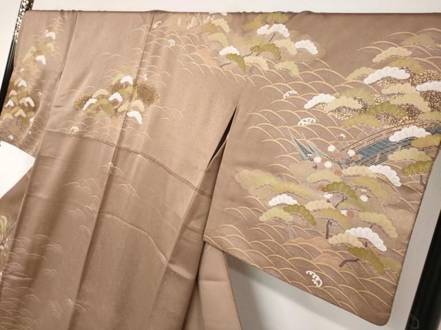 平和屋着物○訪問着 竹屋町刺繍 草花文 金彩 正絹 逸品 AAAY8943ph