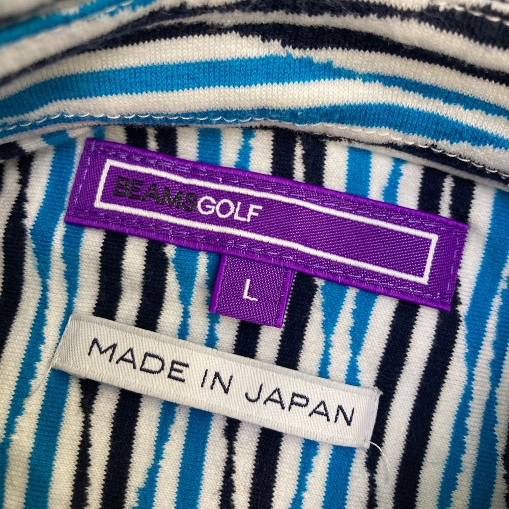 サイズ：L BEAMS GOLF ビームスゴルフ  半袖ポロシャツ ボタンダウン 総柄 ブルー系 [240101390926] ゴルフウェア レディース ストスト サイズ：L BEAMS GOLF ビームスゴルフ 半袖ポロシャツ ボタン