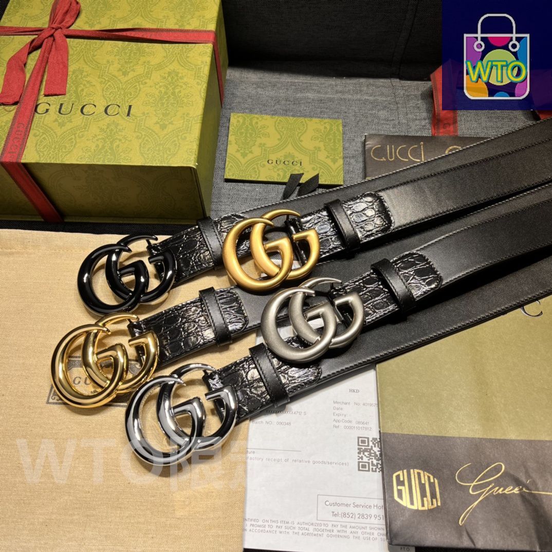 今日WTO】GUCCI New Model ブラックレザーベルト with GG