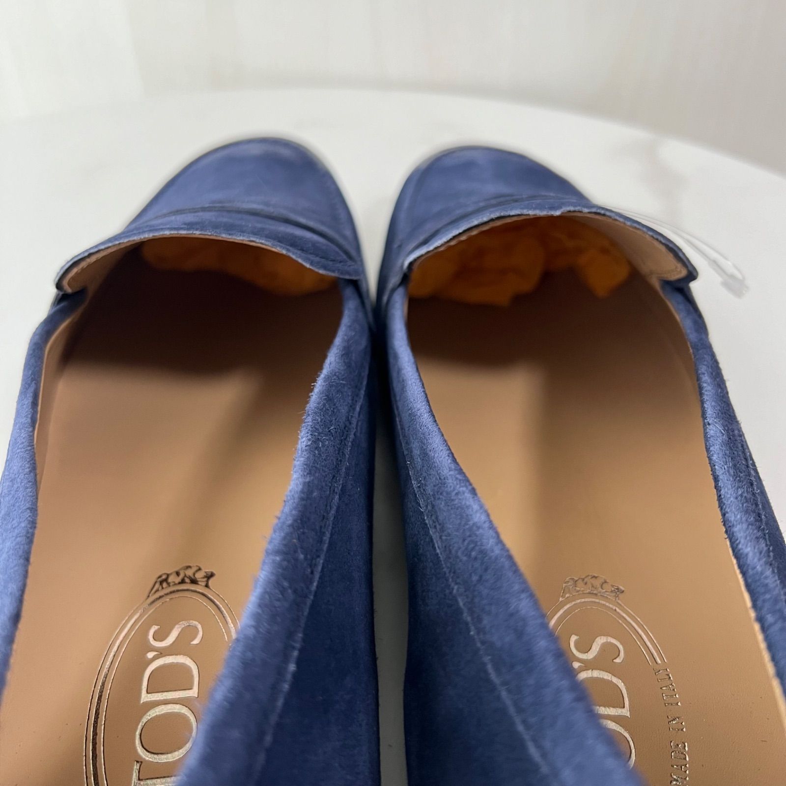 TOD'S 青 スエード ローファー 保存袋付き 未使用級 トッズ TODS TOD'S