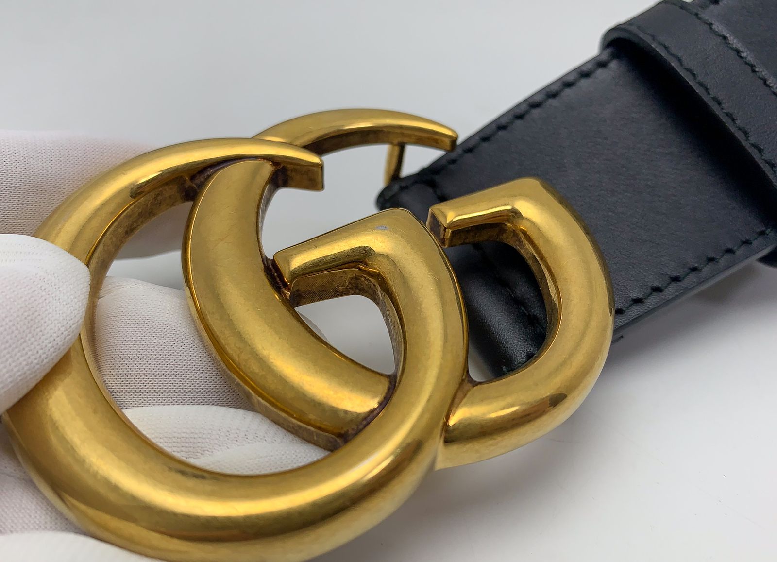 美品✨グッチ ベルト デカロゴ GGマーモント ブラック 黒 ゴールド金具 GG Marmont wide belt in black | GUCCI® US