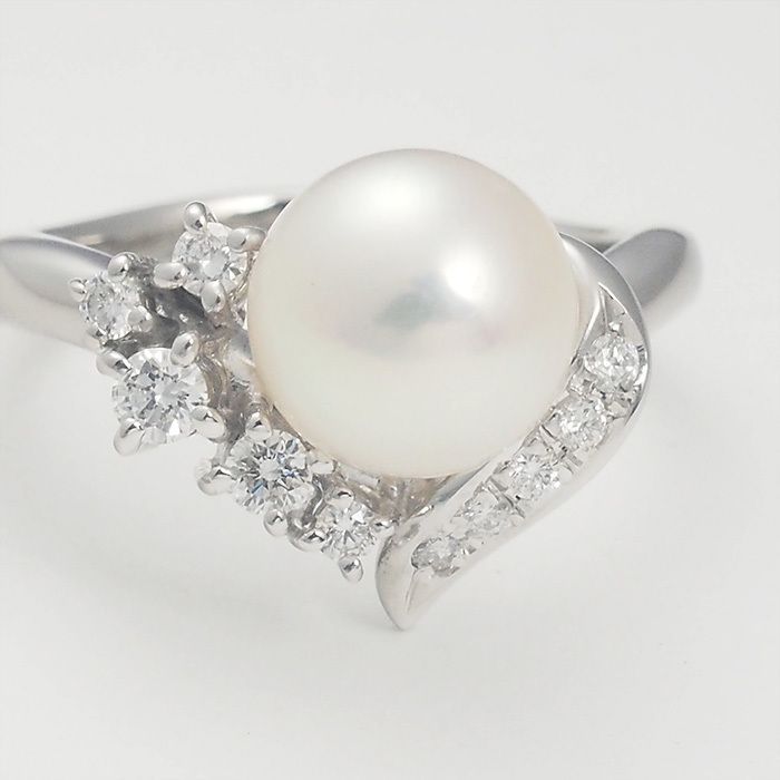 タサキ TASAKI パール/8mm ダイヤ/0.2ct リング Pt900 タサキ TASAKI パール/8mm ダイヤモンド/0.2ct デザイン リング