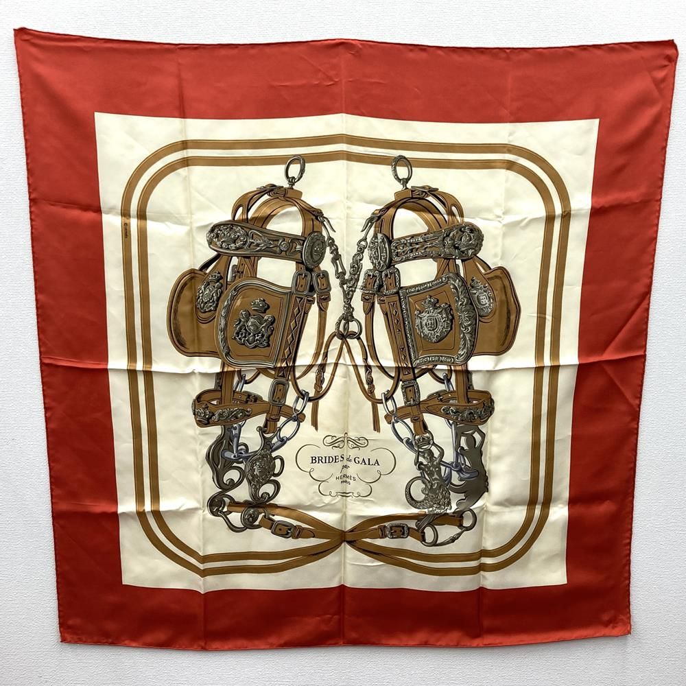 HERMES/エルメス カレ90 式典用馬勒 シルク スカーフ g_010 HERMES/エルメス カレ90 式典用馬勒 シルク スカーフ g_010