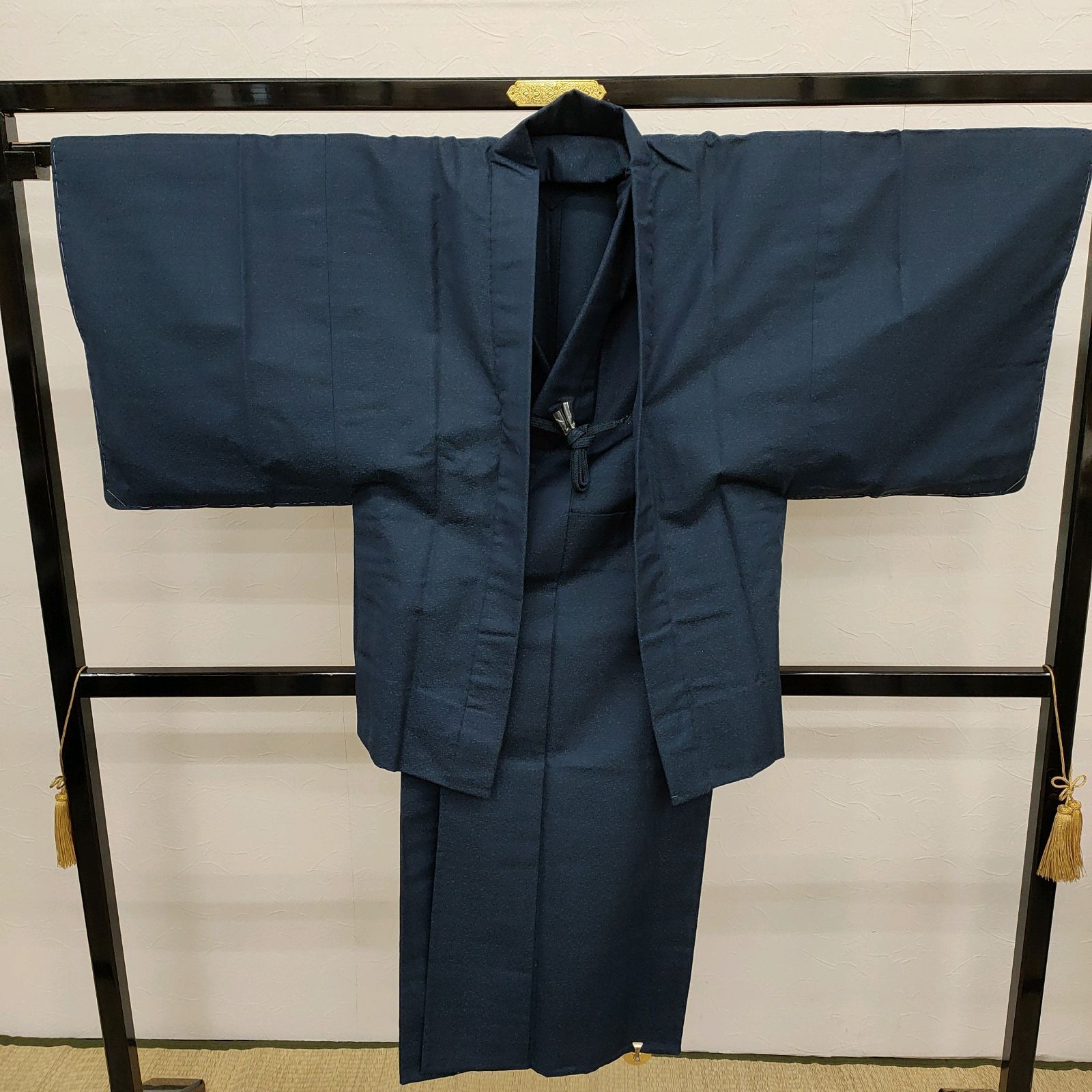 男着物 紺色 アンサンブル ウール 身丈131cm 和装 - ありんす屋呉服店