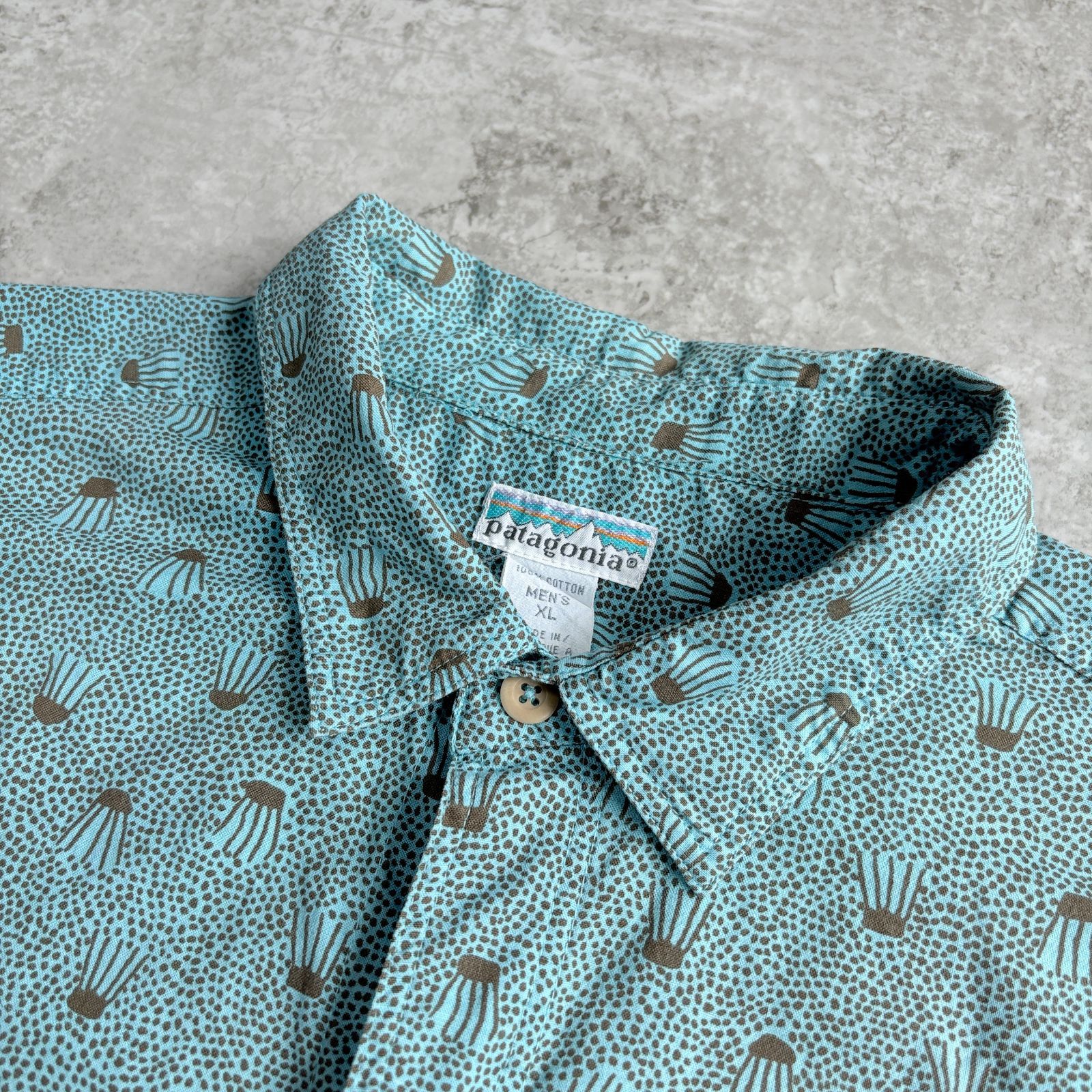 90s 1991年製 patagonia A/Cshirt Cotton Short sleeve shirt 【blue