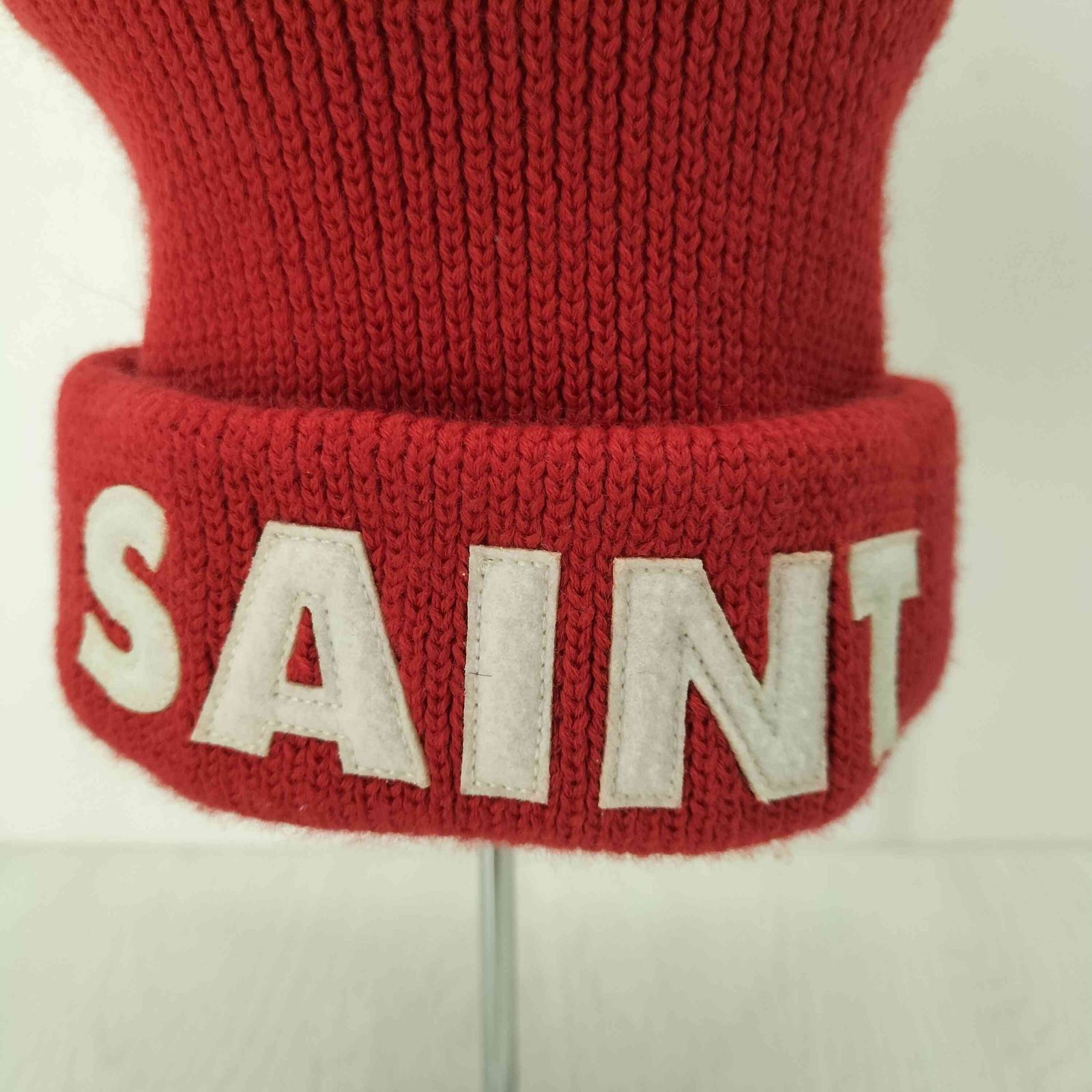 セントマイケル SAINT MICHAEL 23AW KNIT CAP/SAINT/RED ロゴワッペン 