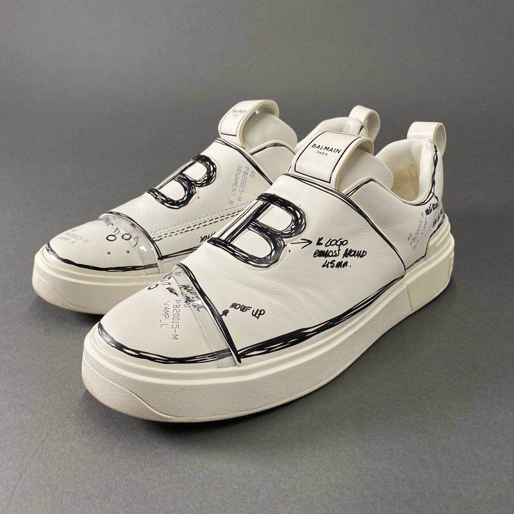 6d12 BALMAIN バルマン B Court Sketch Effect Sneaker Bコート ...