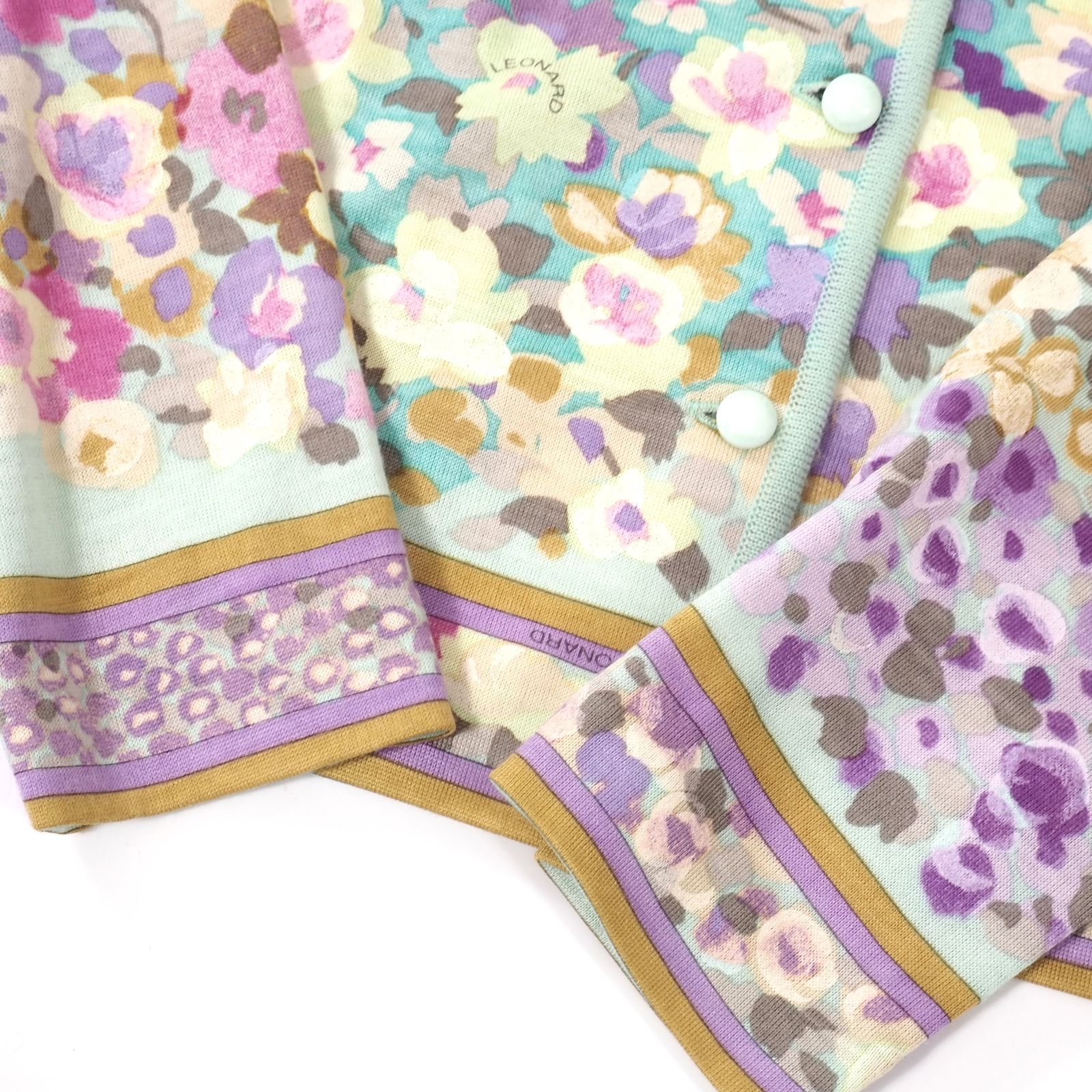 美品 レオナール LEONARD ウール シルク 花柄 総柄 スカート