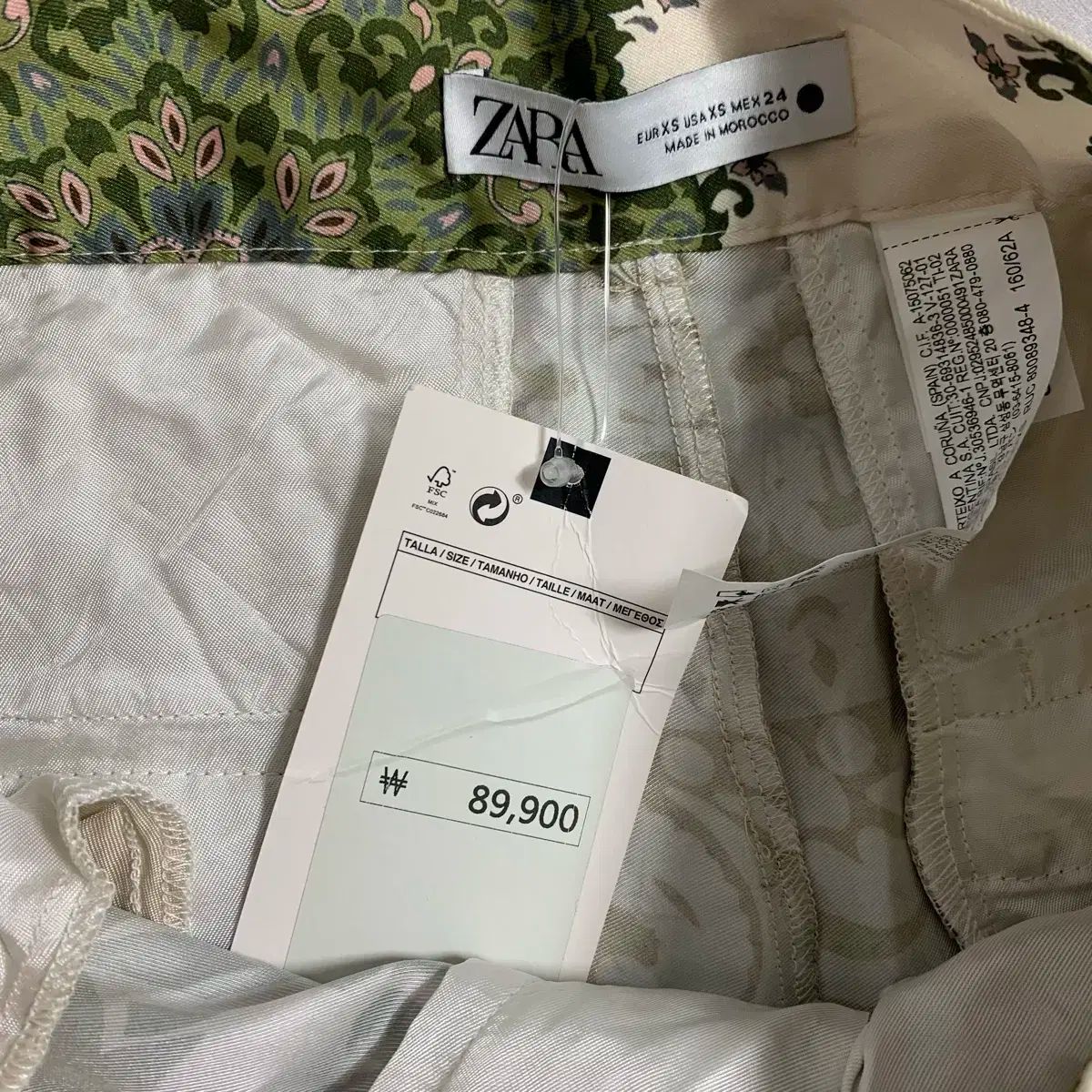 ザラ ( ZARA ) パッチワーク プリント ワイド パンツ 新品