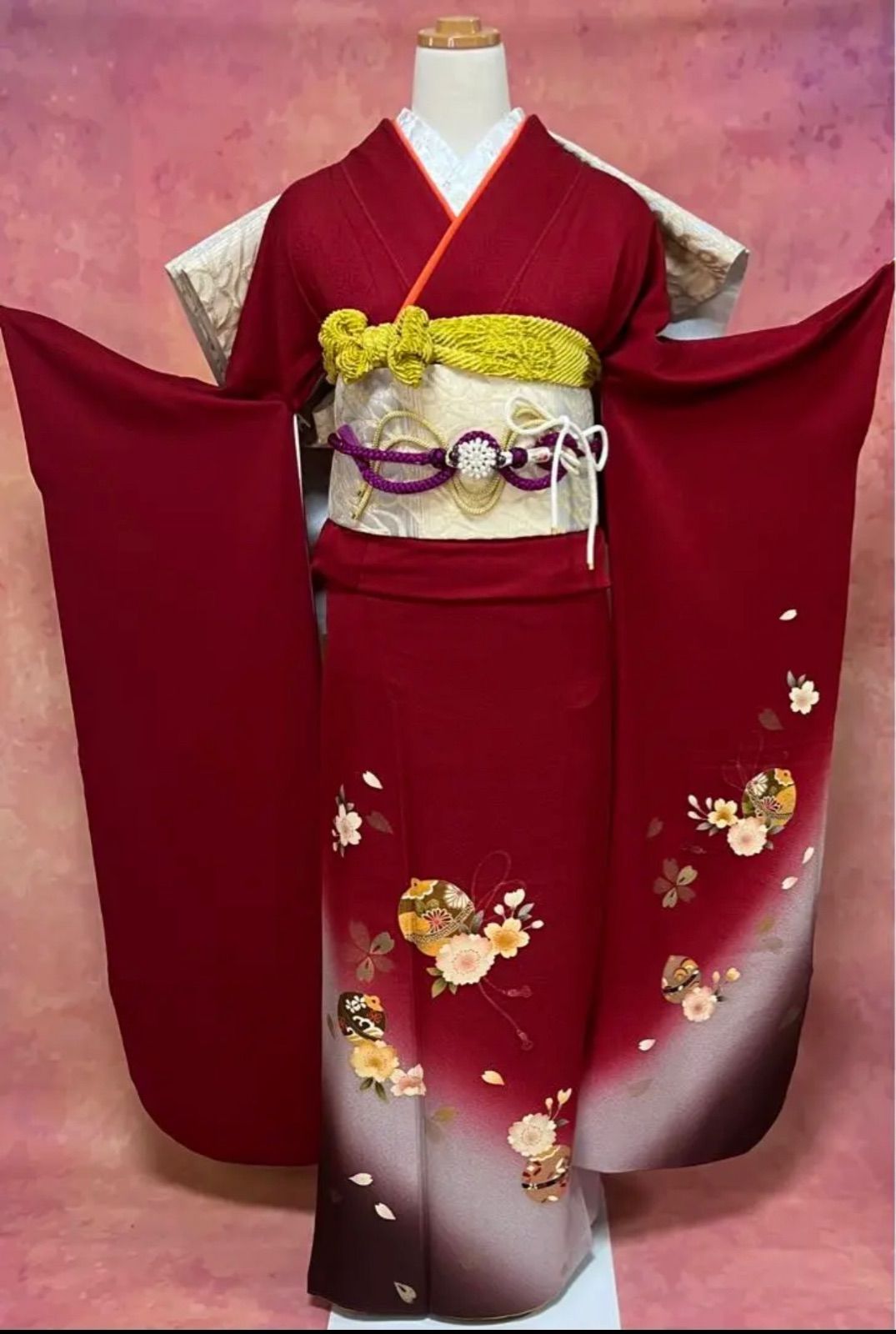 極美品！振袖袋帯（レッド)