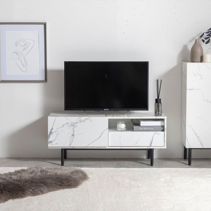 大理石柄 テレビボード 幅100cm テレビ台 ローボード ワンルーム 一人暮らし