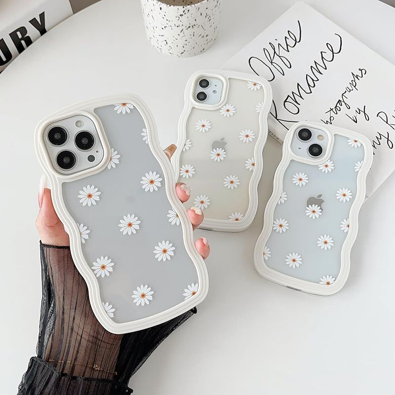 ZTOFERA iPhone 14 Pro ケース用、クリアデイジー TPU 電話