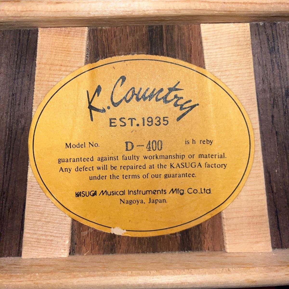 超希少K. Country EST.1935 D-400Cアコースティックギター Yahoo!オークション - K.Country D-400 Acoustic Guitar