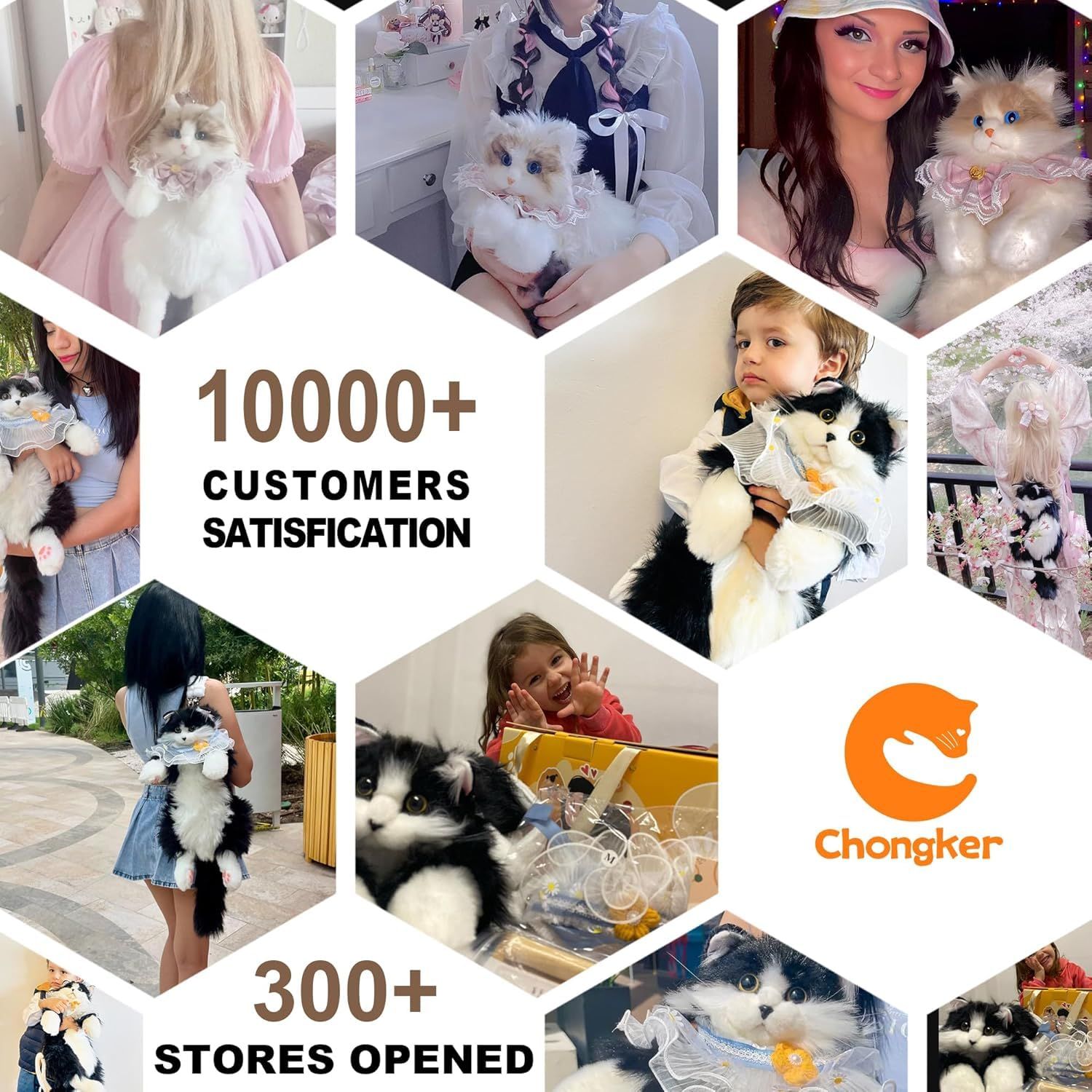 Chongker 猫ぬいぐるみ 本物そっくり - リアルな猫型リュック 手作り 猫のぬいぐるみペット 可愛らしい外観 適切な容量 素敵なアクセサリー 黒猫リュック WWW_OLIVIERBERNSTEIN_COM