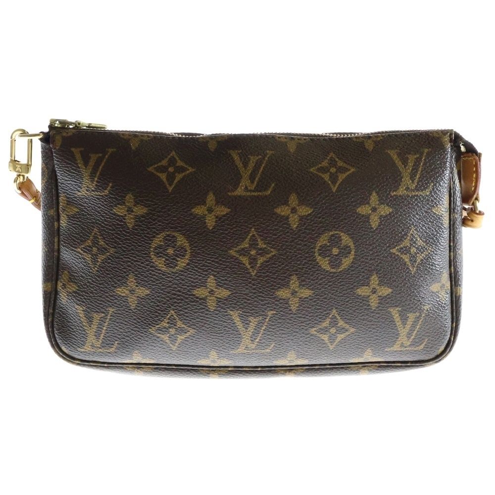 LOUIS VUITTON ルイヴィトン モノグラム ポシェットアクセソワール レザーポーチ ブラウン PVC M51980