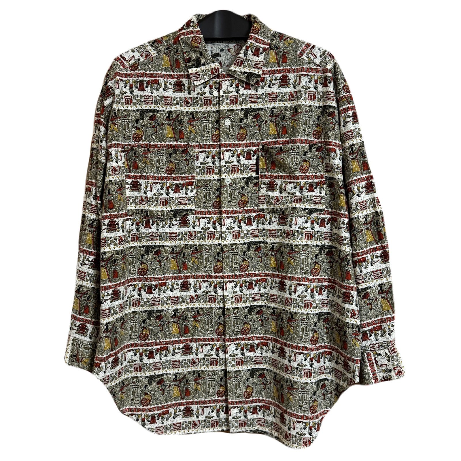 LIFE COMO 古代エジプト 壁画 ヒエログリフ柄 総柄 柄シャツ LIFE COMO 古代エジプト 壁画 ヒエログリフ柄 総柄 柄シャツ