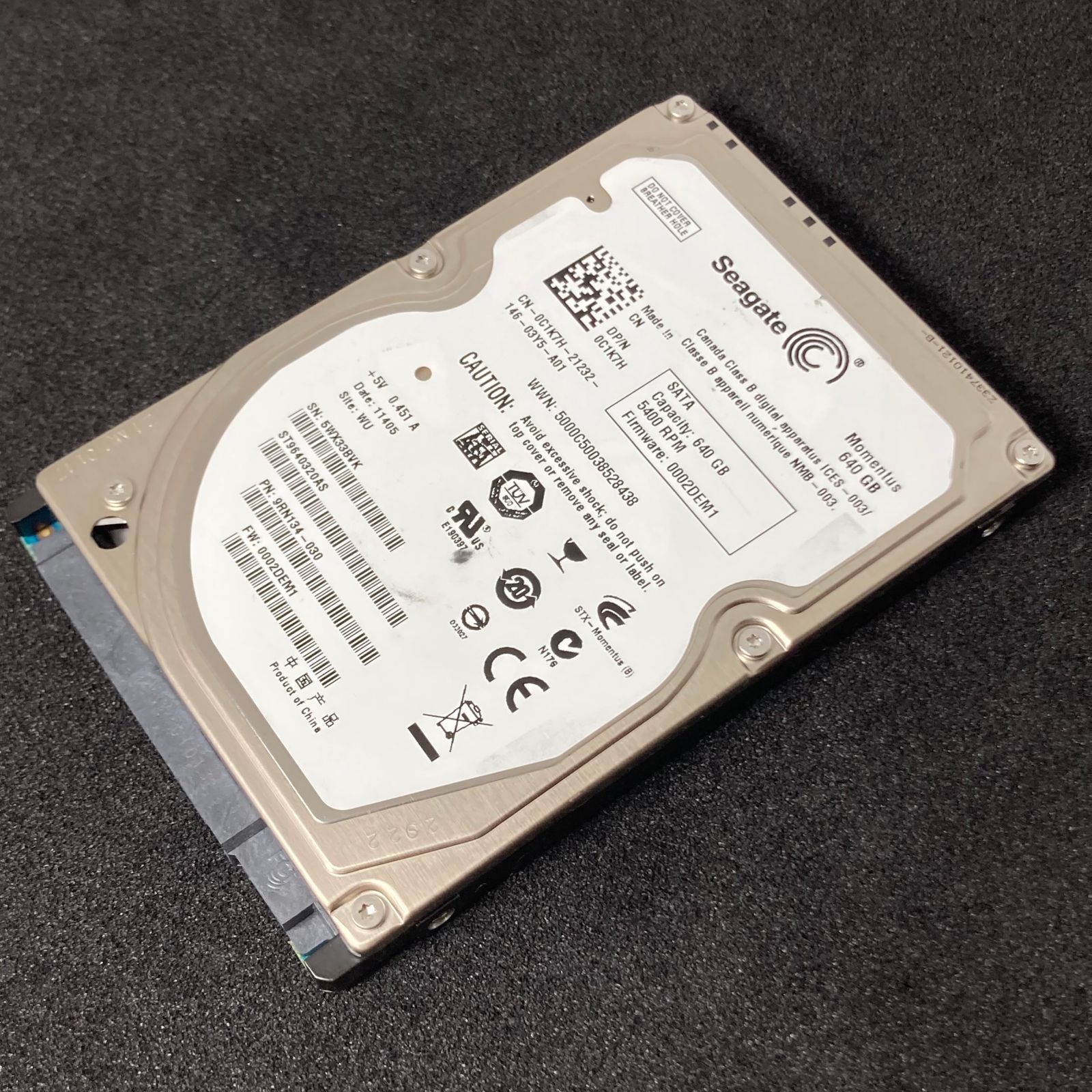 Seagate 640GB 2.5" 9.5mm SATA 3.0Gbps HDD 約 2900回／ 29k h | ST9640320AS | /seagate【541】