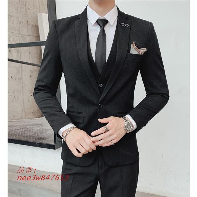 3ピース メンズ 紳士服 スーツ ビジネス スリーピース 付き メンズ ストライプ 縦縞 卒業式 事務 ビジネススーツ