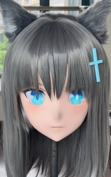 全頭マスク カツラ付き ロック付き NO.283 ドール ヘッドロリータ人形 コスプレ 変身 仮装 着ぐるみ 二次元美少女