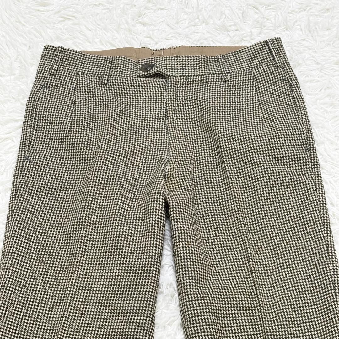 Christian Dior ウールパンツ スラックス 82 ブラウン 千鳥格子