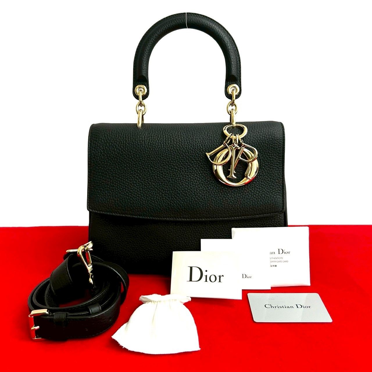 Christian Dior ハンドバッグ ショルダーバッグ ロゴ金具 レザー 未使用保管品 Christian Dior ディオール ビーディオール ロゴ