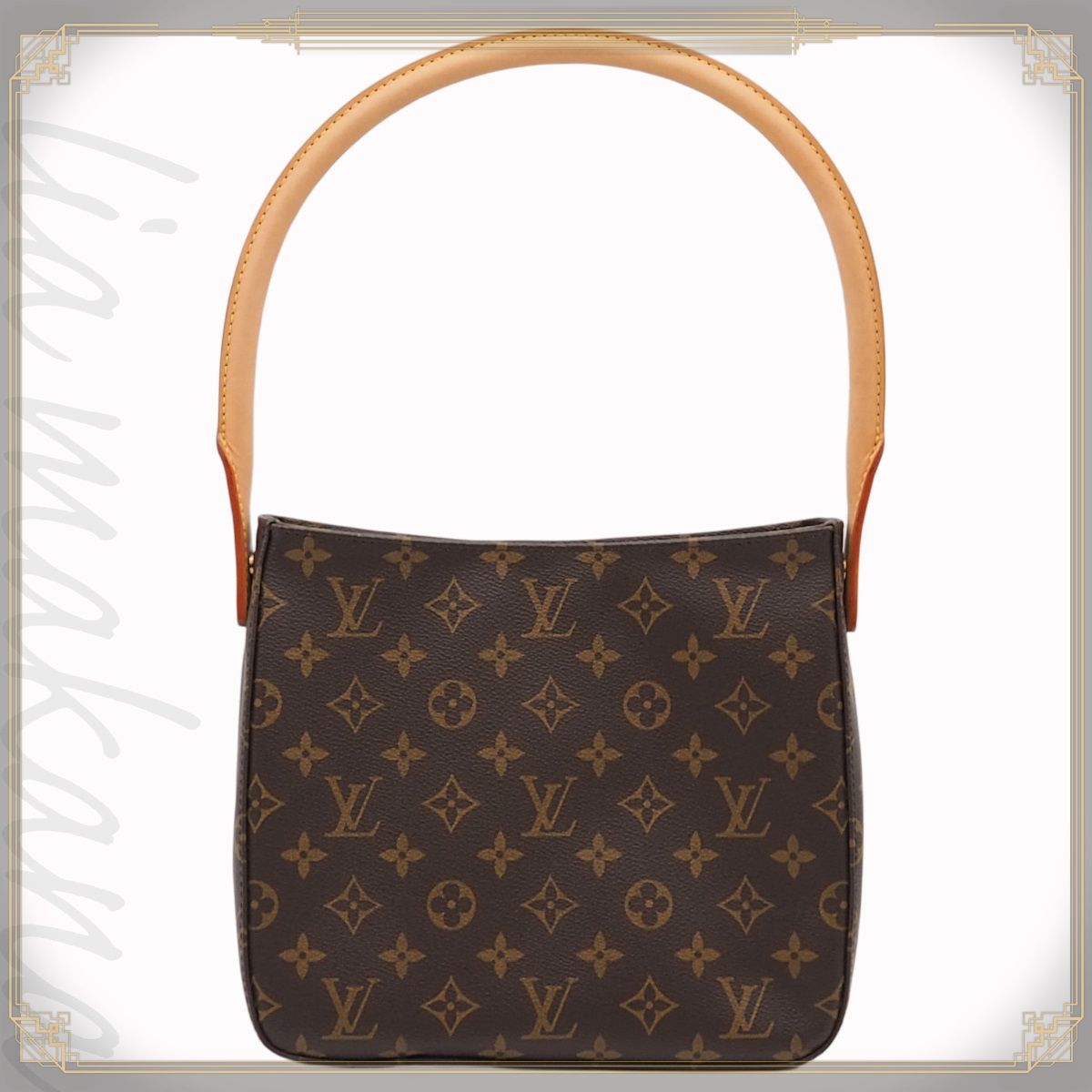 LOUIS VUITTON ルイ ヴィトン ルーピングMM モノグラム キャンバス レザー バッグ ショルダーバッグ ワンショルダーバッグ セミショルダーバッグ 肩掛け ブラウン ゴールド金具 M51146