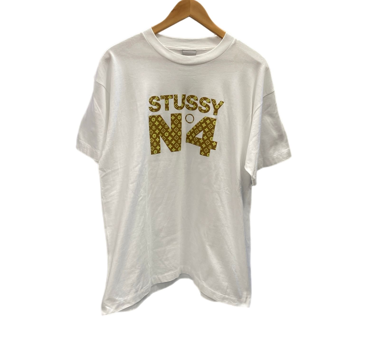 ステューシー STUSSY OLD 90s〜00s 90's 00's USA製 N°4 monogram No.4ロゴ S/S TEE 銀タグ  Tシャツ ホワイト Lサイズ 101MT-2771