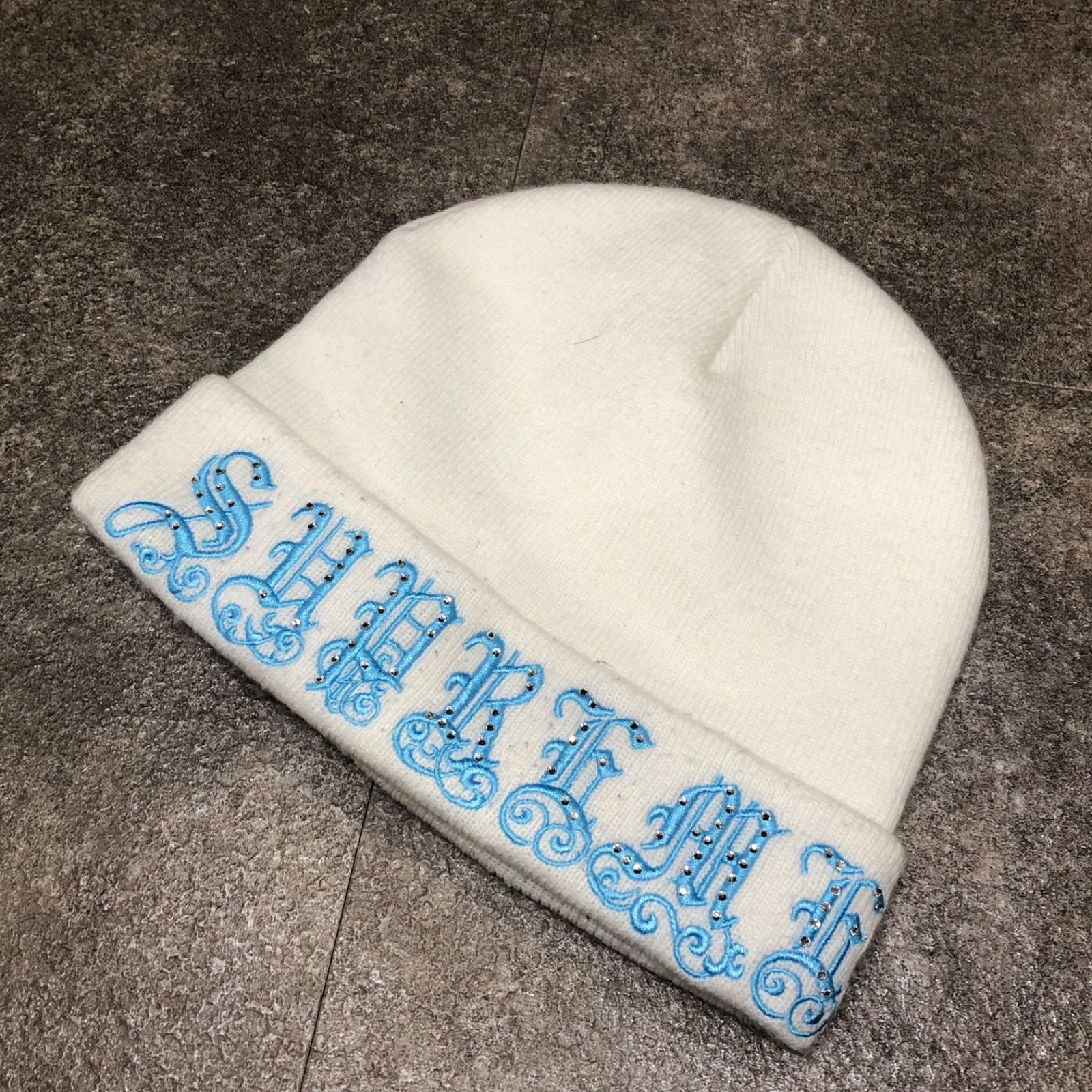 Supreme 21SS Old English Rhinestone Beanie 刺繍 スワロ ニット
