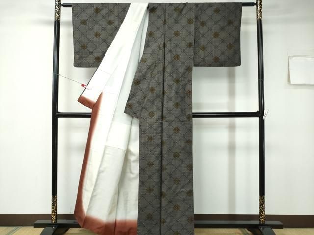 平和屋着物□本場大島紬 7マルキ 色紙重ね花文 正絹 逸品 AAAZ5202sx