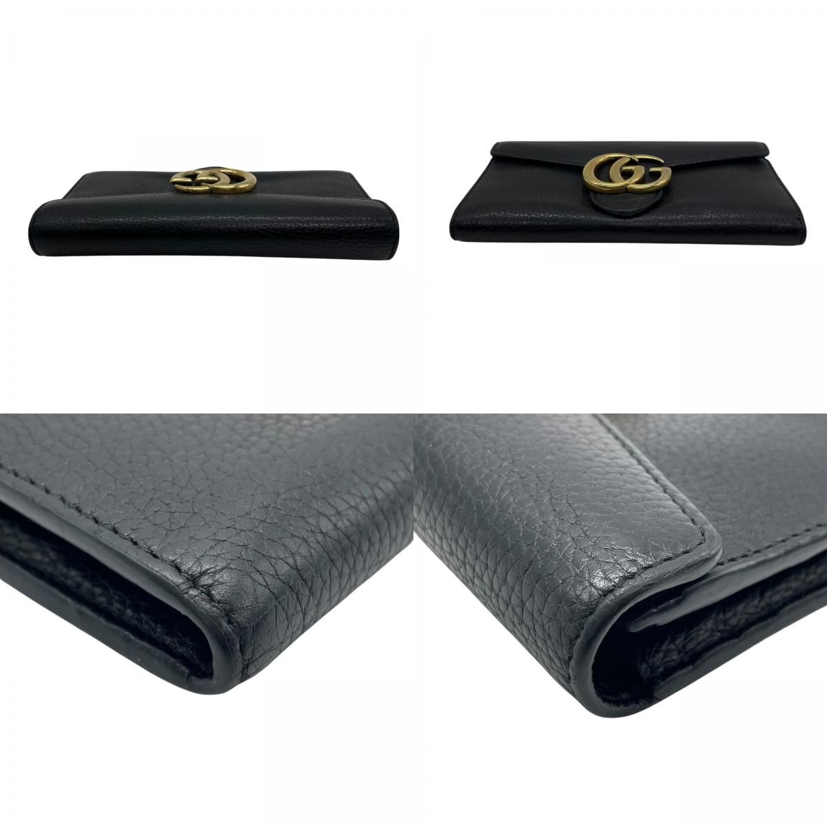 GUCCI GGマーモント長財布 レザー ブラック ヴィンテージ 【中古】 GUCCI グッチ GGマーモント 長財布 レザー 黒 ブラック ゴールド