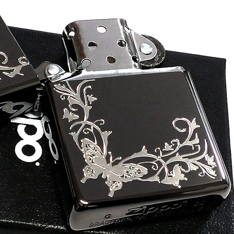 ZIPPO ライター バタフライ ジッポ ロゴ ブラックニッケル 蝶