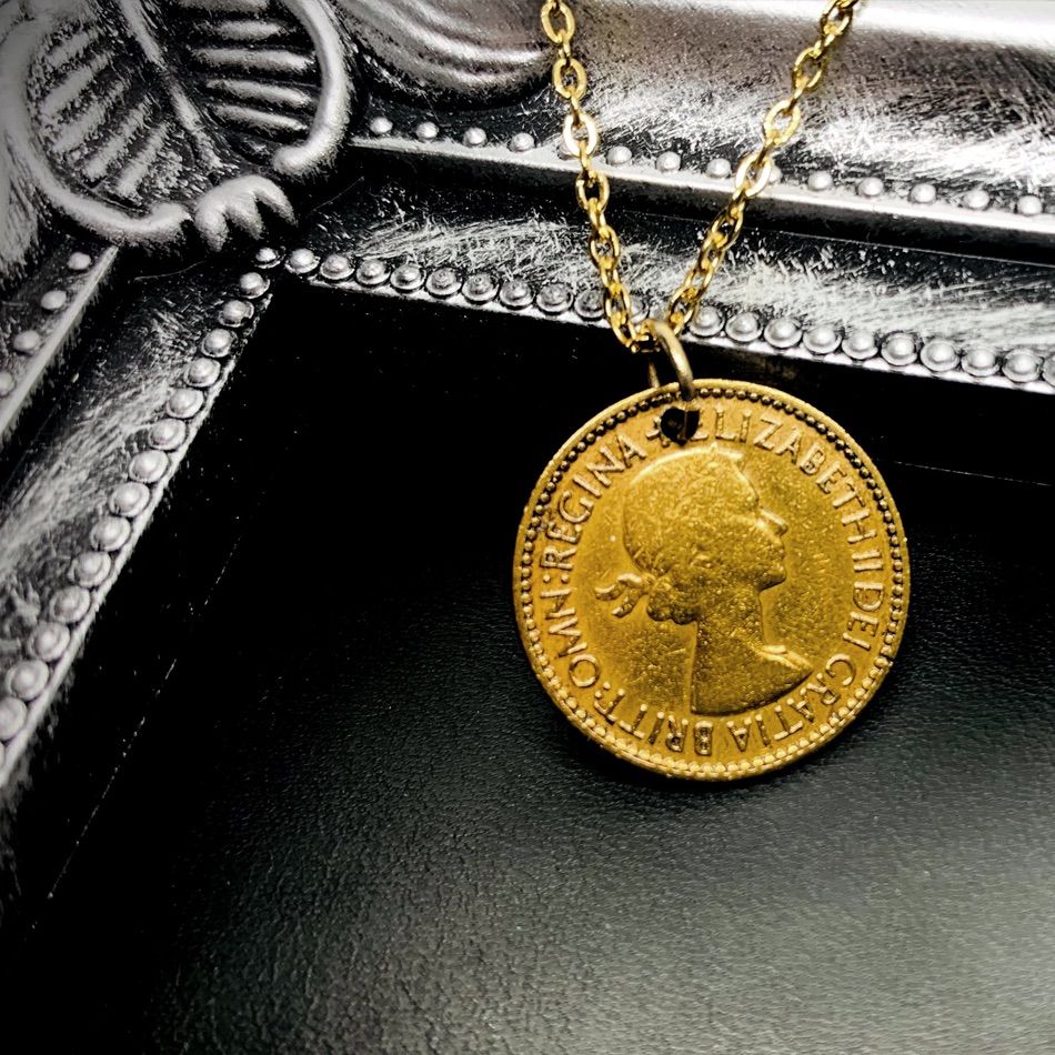 シックスペンスコイン ネックレス ゴールド 本物コイン 金属アレ対応 - メルカリ