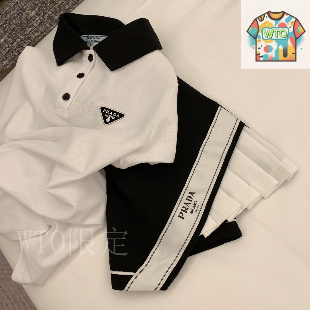 今日特価】Prada プラダ 新作 ポロシャツ＋スカート セット-3