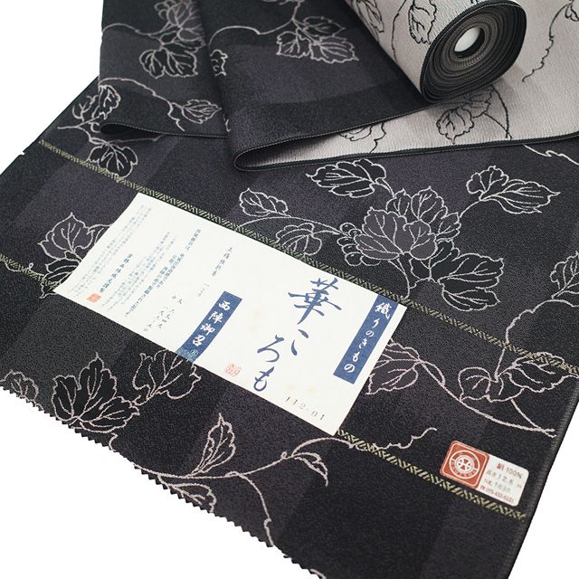 夏御召 洛山布 京茶染 トンボ 黒地 薄物コート 正絹 反物 TN 夏御召 洛山布 京茶染 トンボ 黒地 薄物コート 正絹 反物 TN
